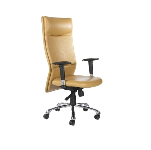 फाइव व्हील के साथ स्टेनलेस स्टील फ्रेम और लेदरेट हाई बैक स्विवेल बॉस ऑफिस चेयर