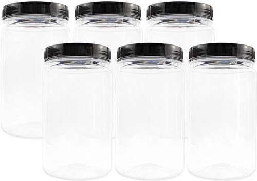 Acrylic Jars - Glass Material, Round Shape, Narrow Flip Top Lid, Transparent Color, Cork Sealing Type | Lightweight, Easy to Carry, 100% BPA Free