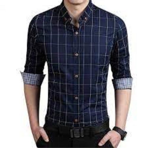 Casual Wear Regular Fit Full Sleeve Breathable Cotton Mens Check Shirts Collar Style: Classic