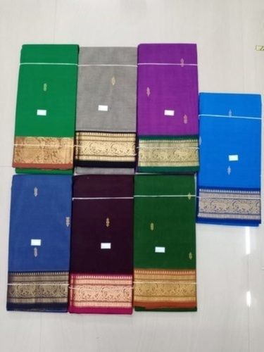 Uni Color Printed Cotton Sarees