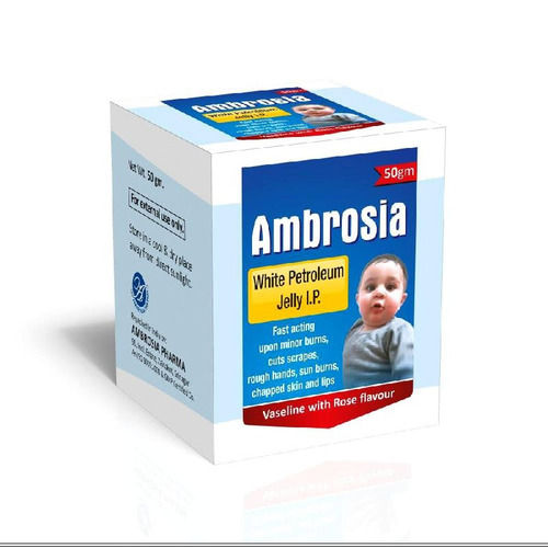 Ambrosia Rose Flavor White Petroleum Jelly For Minor Burn, Cut And Chapped Skin, 50 Gm Length: 10  Meter (M)