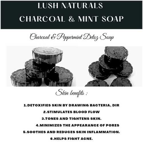 Antiseptic And Good Fragrance Natural Black Color Charcoal And Mint Soap 