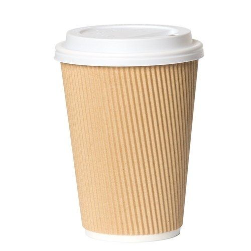 Brown Eco Friendly Lightweight Durable Disposable Paper Glass With Lid