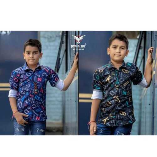 Kids Printed Cotton Party Wear Full Sleeves Shirt(20-36)