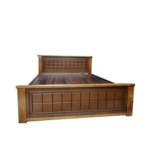 Brown Machine Cutting Highly Durable Mahogany Queen Size Wooden Bed