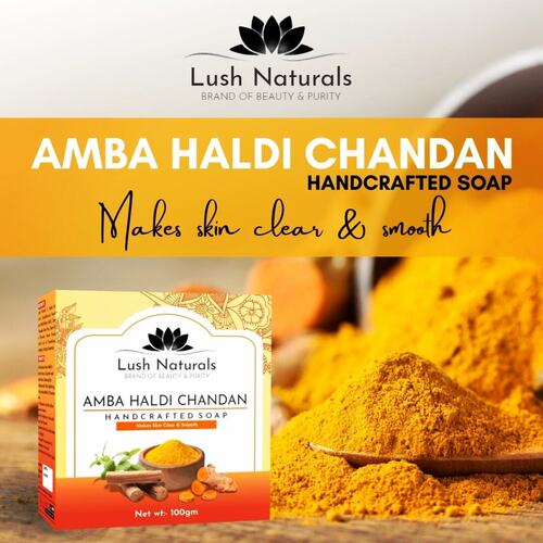Skin Friendly Good Fragrance Anti Slip Amba Haldi Chandan Handcrafted Soap