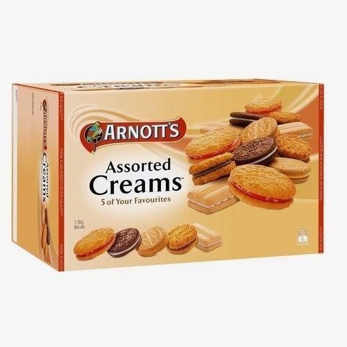 Soft And Fluffy Backed Assorted Creams Biscuits With Crispy Texture