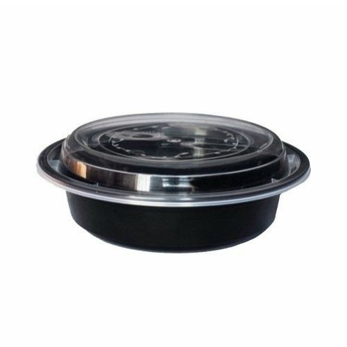 Black Round Household Plastic Container, Transparent Cap Color