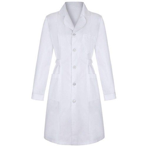 Comfortable Collar V Neck And Full Sleeves White Nurse Wear Medical Aprons