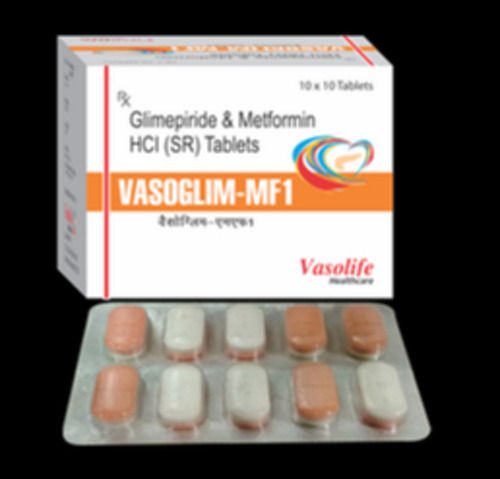 White Glimepiride And Metformin Hcl Tablets, 10X10 Tablets Blister Pack