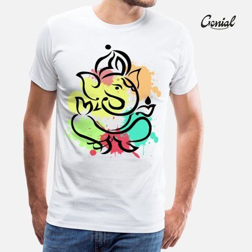 Half Sleeves Round Neck 120 Gsm Regular Fit Polyester Fabric Ganpati T-Shirt Coating Material: Paper