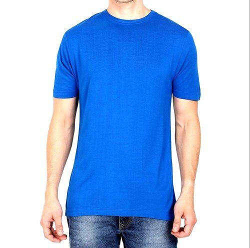 Metallic Half Sleeves Round Neck Pure Cotton Fabric Casual Wear Men'S Plain T-Shirts 