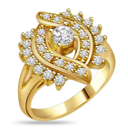 Ladies Attractive Design And Stylish Look Fancy Round Golden Gold Ring