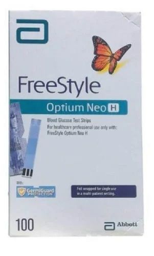 Personal and Clinical Use Free Style Optium Neo H 100 Strips, Packaging Size : 60g