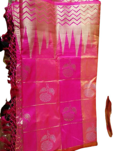 Pink Colour Crepe Silk Patola Saree, Saree Length : 5.50 mtr,