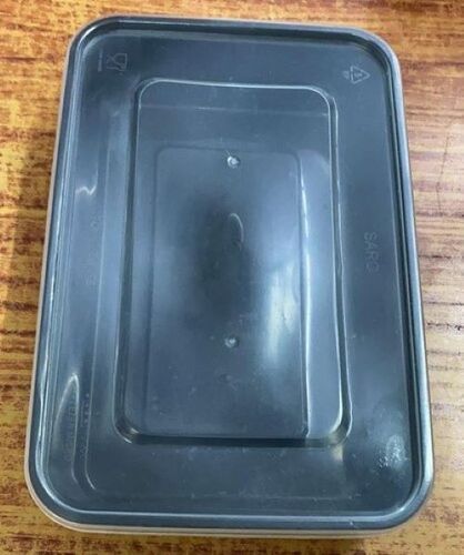 Black Plastic 500ml Capacity Rectangular Container for Food Packaging