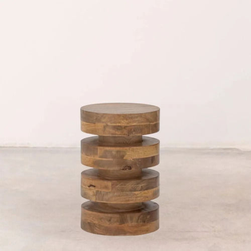 Decorative Handmade Solid Wood Disc Style Side Table For Home And Hotel