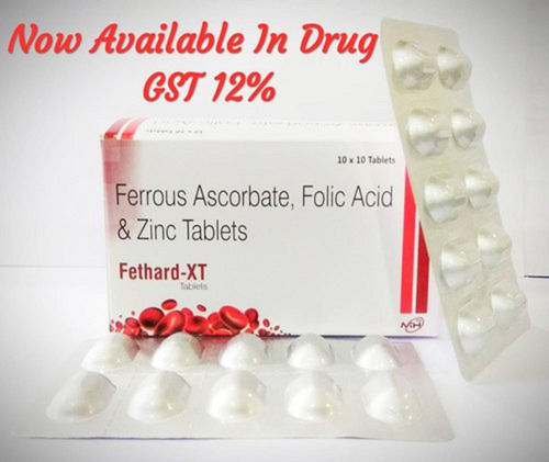 Fethard-XT Ferrous Ascorbate, Folic Acid And Zinc Tablets For Anemia, 10x1x10 Pack