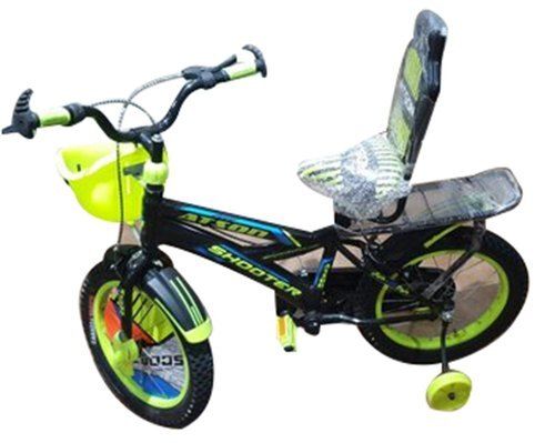 Front Storage Basket Atson Green Kid Bicycle With Padded Seat And 4 Wheels