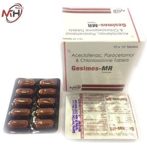 Gesimos-MR Aceclofenac, Paracetamol And Chlorzoxazone Painkiller Tablets, 10x10 Blister