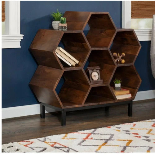 Interior Decor Geometric Solid Wood Console Table With Six And A Half Cubbies Bookcase