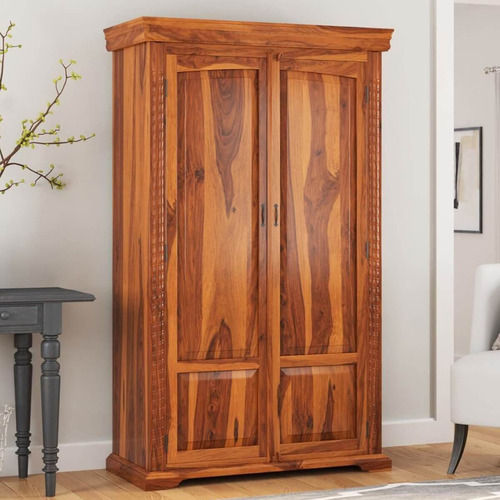 Rustic Solid Wood Large Armoire Double Door Wardrobe With 4 Removable Shelves