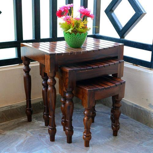 Fine Finished High Strength Wooden Stool Set Of 3