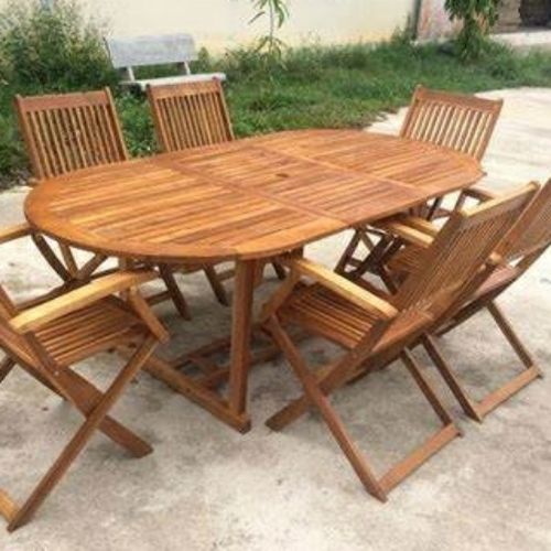 Outdoor Wooden Dining Set For Home, (6 Chair+1 Table)