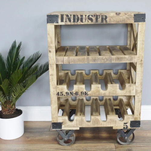 Portable Wheel Mounted Industrial Wine Bar Serving Trolley