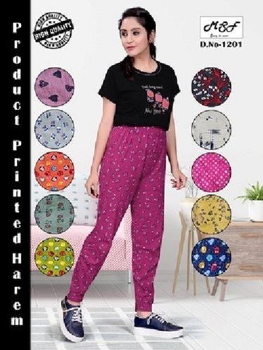 Regular Fit Hosiery Printed Ladies Harem Pants Pajama Use For Formal Wear