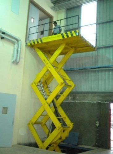 Yellow Color Folded Goods Lift