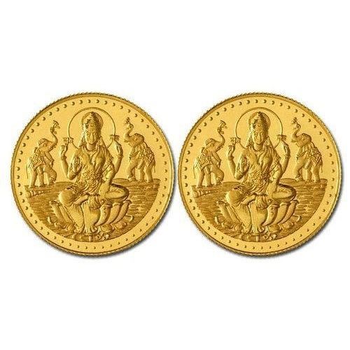 10 Gram 24 KT Gloss Finished Double Sided Laxmi Round Pure Gold Coin