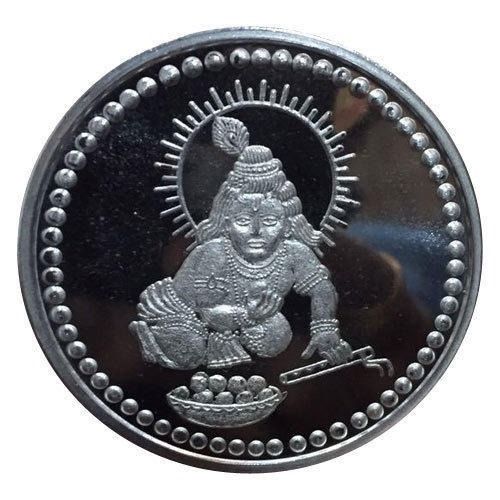 10 Gram Gloss Finished Round Double Sided Bal Krishna Pure Silver Coin