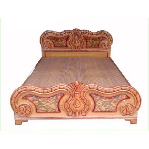 Machine Made 24 X 20 X 2-Foot Polished Teak Wood Brown Queen Size Wooden Bed