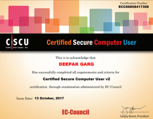 Silver Certified Secure Computer User Certification Service