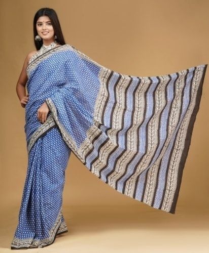 Light Weight Sky Blue Color Pure Cotton Saree