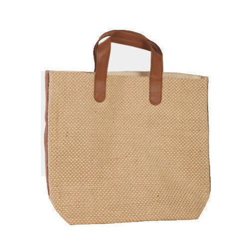 Brown Eco-Friendly Easy To Carry Lightweight Plain Jute Carry Bags With Short Handle