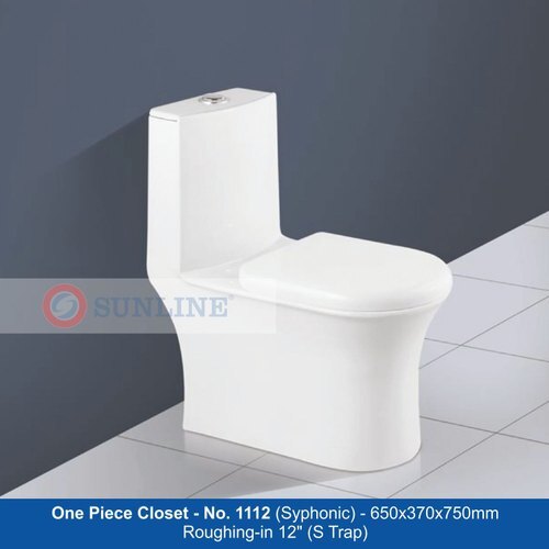 Floor Mounted One Piece Toilet - (650x370x750mm), White Ceramic | Elegant Look, Easy To Clean, Scratch Resistant