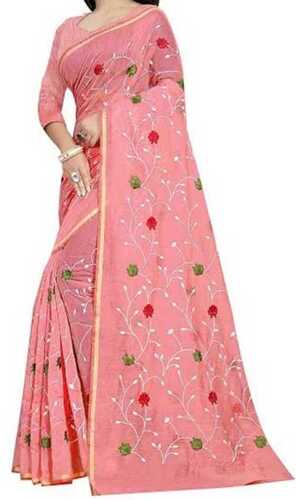 Ladies Printed Cotton Saree For Party Wear(Anti Wrinkle And Easily Washable)