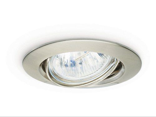 Silver Modern Recessed 50W Fixed Twist & Lock Mains 240V Led Compatible Gu10 Ip20 Rated Chrome Ceiling Spot Downlight