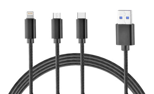 Silver Ultra-Fast Charging Trio-11 3 In 1 C Type Connector Data Cable For All Mobiles