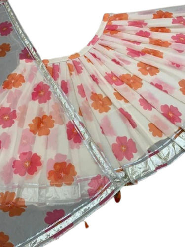 White Color Multicolor Printed Lehenga 