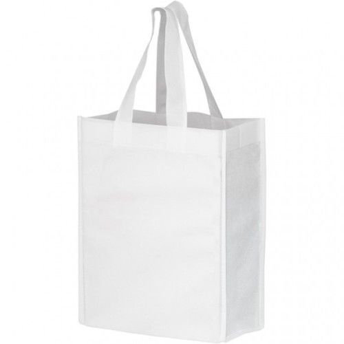 Lightweight Flexible Plain White Non Woven Carry Bags With Flexiloop Handle