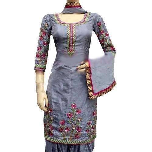 Chanderi Self Design Designer Ladies Punjabi Suit, Grey at Rs 749 in Surat