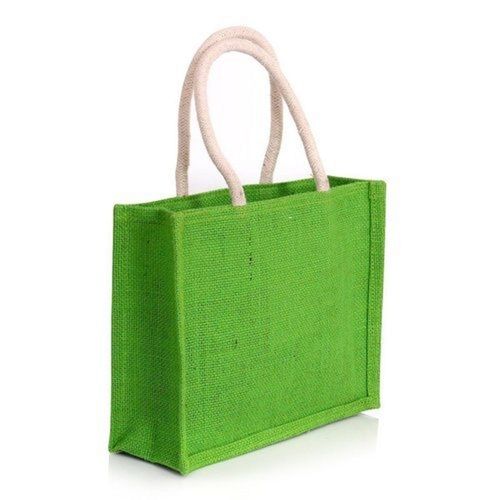 Water Resistance Reusable Plain Green Eco Friendly Jute Bag With Handle 