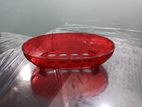 Bathroom Soap Dish - PVC, Standard Size, Oval Shape, Red | Lightweight, Wall Mounted, Corrosion & Rust Resistant, Easy to Install