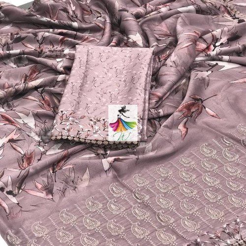 Butter Chiffon Ladies Saree With Embroidery Work And 6.3 Meter Length