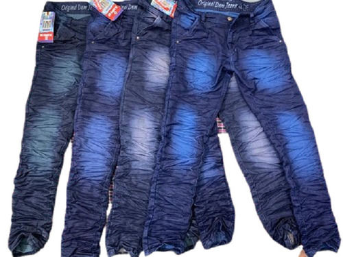 Men Slim Fit Regular Fancy Stylish Skin Friendly Stretchable Plain Blue Jeans