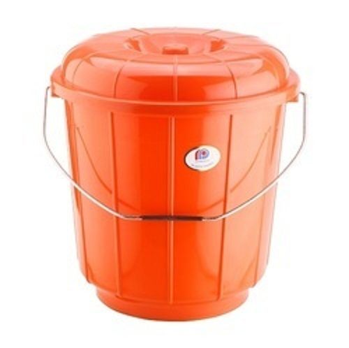 Brown Plastic Bucket With Steel Handle 