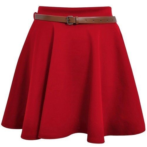 Plain Red Color Short Skirt